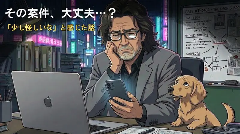 クラウドソーシングの怪しい案件に違和感を感じる男性のイメージ